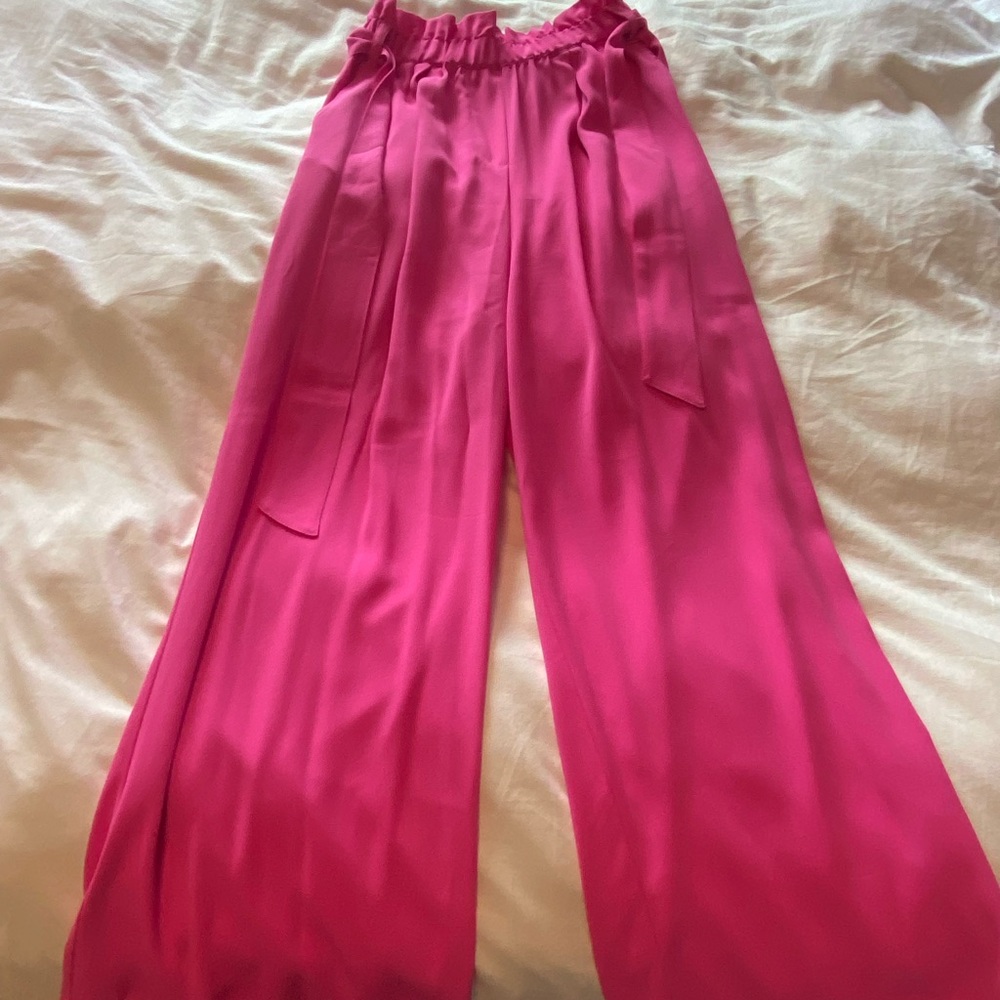Wide leg hot pink pants